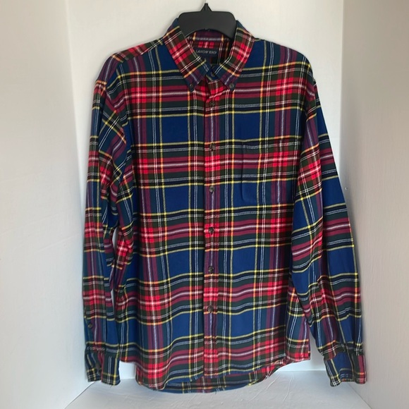 Lands’ End multi color plaid flannel  long sleeve shirt Men’s size L - Picture 1 of 13